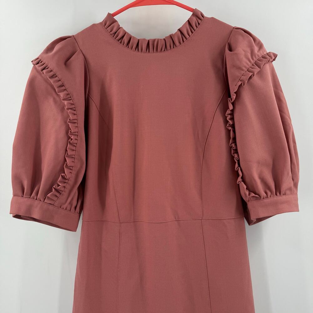 Sea New York Hayes Dress Size 4 Empire Midi Rose Pink Wool Blend Designer Luxury - Picture 10 of 16